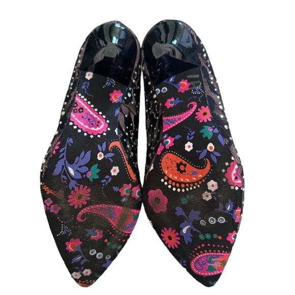 Betsey Johnson Betseyville Black Floral Rhinestone Stiletto Heels Size 7 - Picture 7 of 10